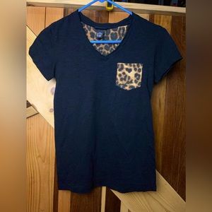 RUE 21 Cheetah Print Pocket T-shirt - Size XS - Black